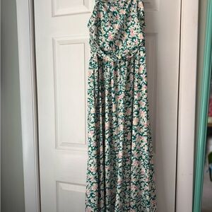 Amazon Floral Maxi Dress in Green and Pink